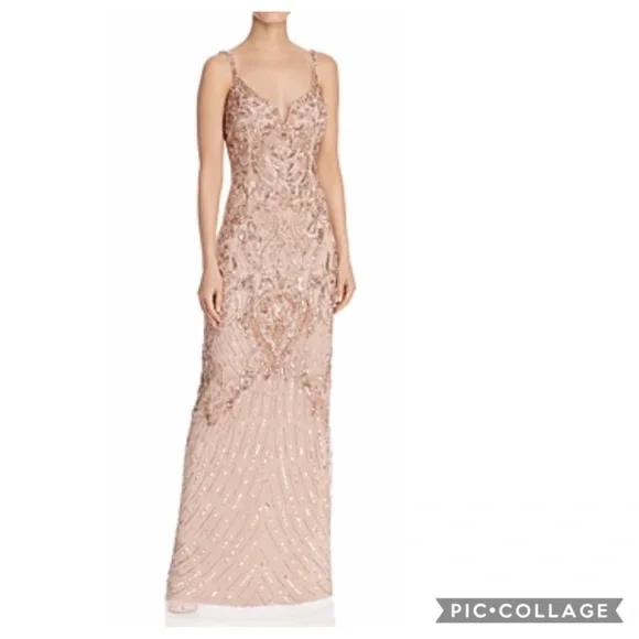 Brand new Aidan Mattox beaded V-NOTCH sleeveless long gown - Picture 7 of 17